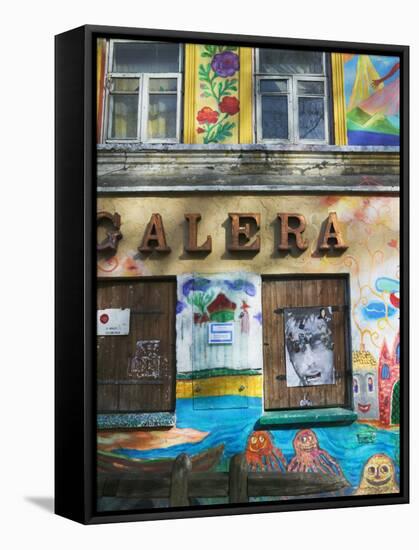 Colorfully Painted Wall in the Old Town, Vilnius, Lithuania-Keren Su-Framed Stretched Canvas