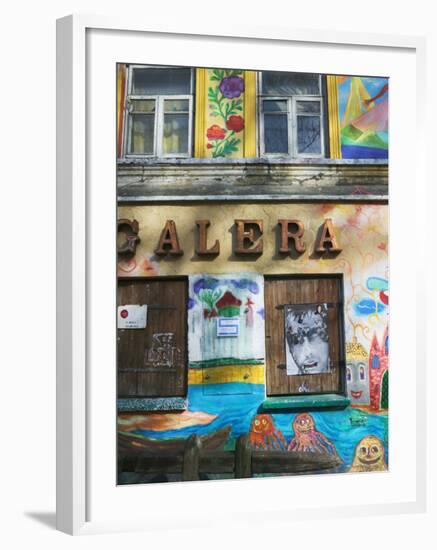 Colorfully Painted Wall in the Old Town, Vilnius, Lithuania-Keren Su-Framed Photographic Print