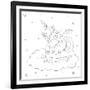 Coloring Page for Children. Cute Sleeping Unicorn Hugging a Cloud Cartoon Vector. Coloring Page Tem-null-Framed Art Print