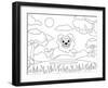 Coloring Page of a Lion Running Happily. Cartoon Lion. Suitable to Use for Children Book and Animal-null-Framed Art Print