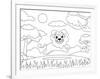 Coloring Page of a Lion Running Happily. Cartoon Lion. Suitable to Use for Children Book and Animal-null-Framed Art Print