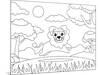 Coloring Page of a Lion Running Happily. Cartoon Lion. Suitable to Use for Children Book and Animal-null-Mounted Art Print