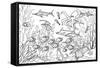Coloring Page - Submarine-null-Framed Stretched Canvas