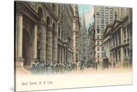 Colorized Wall Street Scene, New York City-null-Stretched Canvas