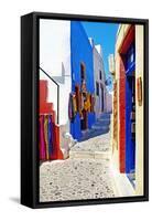 Colors of Greece - Pictorial Streets of Cycladic Islands-Maugli-l-Framed Stretched Canvas