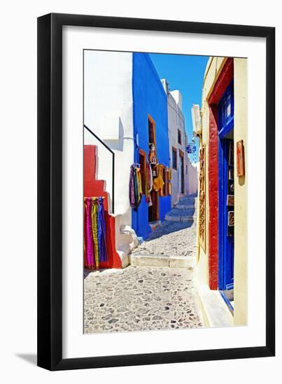 Colors of Greece - Pictorial Streets of Cycladic Islands-Maugli-l-Framed Photographic Print