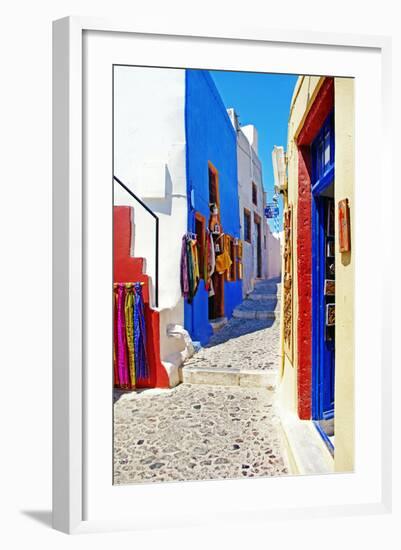 Colors of Greece - Pictorial Streets of Cycladic Islands-Maugli-l-Framed Photographic Print