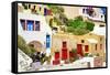 Colors of Greece - Santorini-Maugli-l-Framed Stretched Canvas