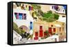 Colors of Greece - Santorini-Maugli-l-Framed Stretched Canvas