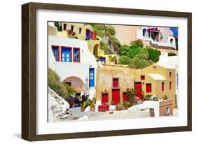 Colors of Greece - Santorini-Maugli-l-Framed Photographic Print