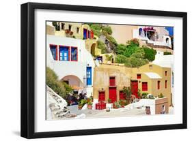 Colors of Greece - Santorini-Maugli-l-Framed Photographic Print