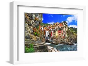 Colors of Italy - Riomaggiore, Pictorial Fishing Village,Liguria-Maugli-l-Framed Photographic Print