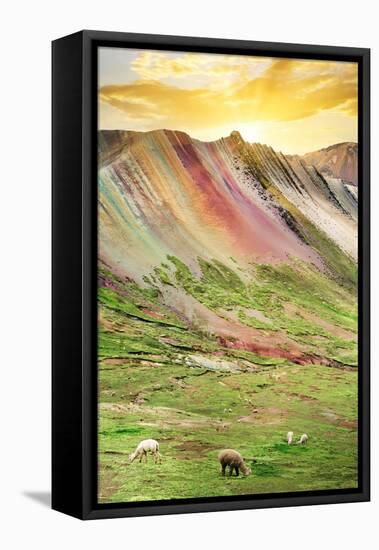 Colors of Peru - Rainbow Mountain at Sunset-Philippe HUGONNARD-Framed Stretched Canvas