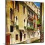 Colors Of Romantic Venice- Painting Style Series - Architecture-Maugli-l-Mounted Art Print