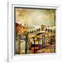 Colors Of Romantic Venice- Painting Style Series - Rialto Bridge-Maugli-l-Framed Art Print