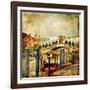 Colors Of Romantic Venice- Painting Style Series - Rialto Bridge-Maugli-l-Framed Art Print