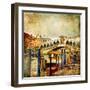 Colors Of Romantic Venice- Painting Style Series - Rialto Bridge-Maugli-l-Framed Art Print