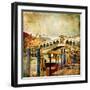 Colors Of Romantic Venice- Painting Style Series - Rialto Bridge-Maugli-l-Framed Art Print