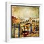 Colors Of Romantic Venice- Painting Style Series - Rialto Bridge-Maugli-l-Framed Art Print