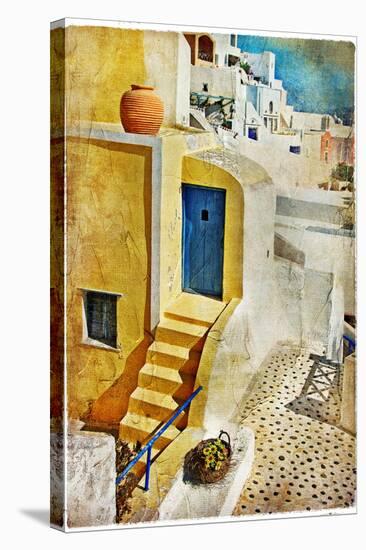 Colors of Santorini - Artistic Picture-Maugli-l-Stretched Canvas