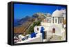 Colors of Santorini - Pictorial Fira Town-Maugli-l-Framed Stretched Canvas