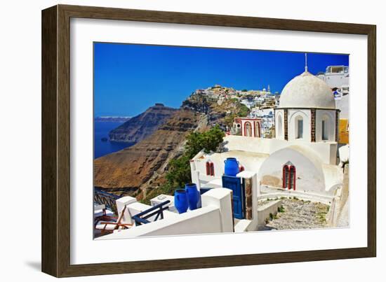 Colors of Santorini - Pictorial Fira Town-Maugli-l-Framed Photographic Print