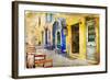 Colors of Sunny Greece - Retro Styled Artistic Picture-Maugli-l-Framed Art Print