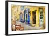 Colors of Sunny Greece - Retro Styled Artistic Picture-Maugli-l-Framed Art Print