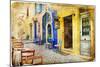 Colors of Sunny Greece - Retro Styled Artistic Picture-Maugli-l-Mounted Art Print