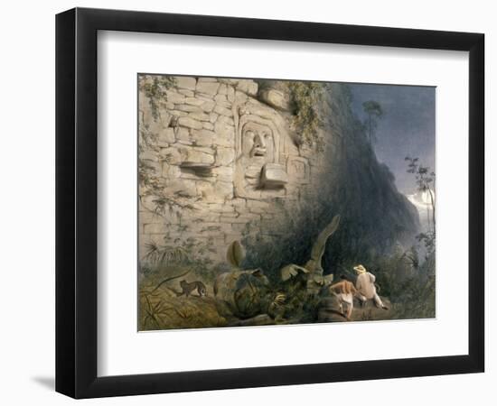 Colossal Head at Izamal, from 'Views of Ancient Monuments in Central America, Chiapas and…-Frederick Catherwood-Framed Giclee Print