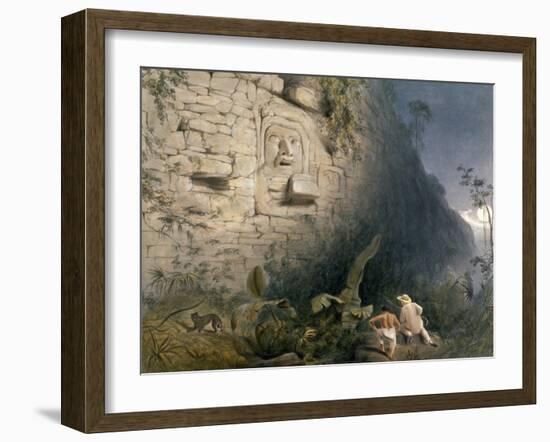 Colossal Head at Izamal, from 'Views of Ancient Monuments in Central America, Chiapas and…-Frederick Catherwood-Framed Giclee Print