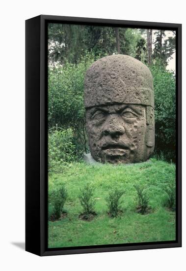 Colossal Head-Olmec-Framed Stretched Canvas