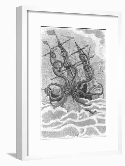 Colossal Octopus Attacking Ship, 1801-Science Source-Framed Giclee Print