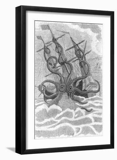 Colossal Octopus Attacking Ship, 1801-Science Source-Framed Giclee Print