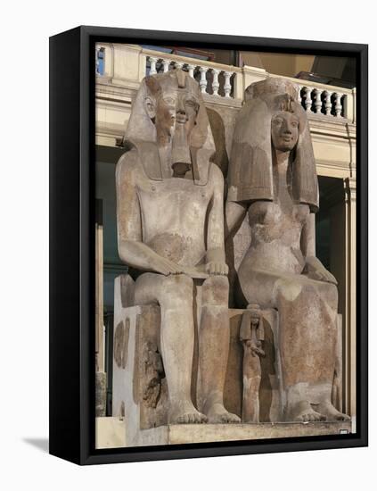 Colossal Statue of Amenhotep III and Tiyi-null-Framed Stretched Canvas