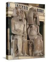 Colossal Statue of Amenhotep III and Tiyi-null-Stretched Canvas