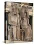 Colossal Statue of Amenhotep III and Tiyi-null-Stretched Canvas