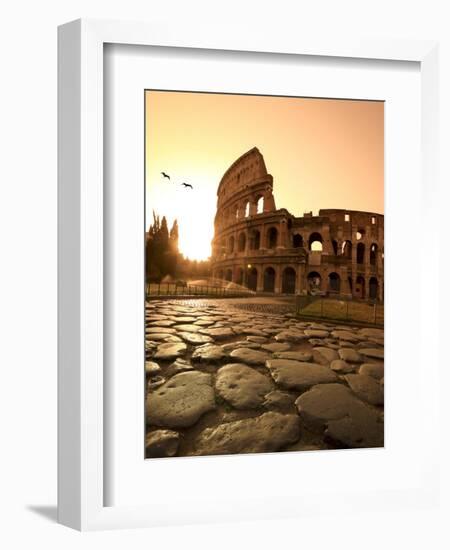 Colosseum and Via Sacra, Sunrise, Rome, Italy-Michele Falzone-Framed Photographic Print