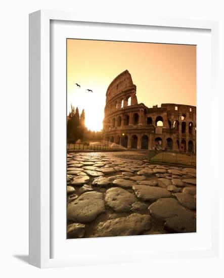 Colosseum and Via Sacra, Sunrise, Rome, Italy-Michele Falzone-Framed Photographic Print