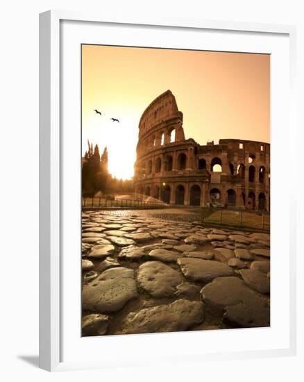 Colosseum and Via Sacra, Sunrise, Rome, Italy-Michele Falzone-Framed Photographic Print