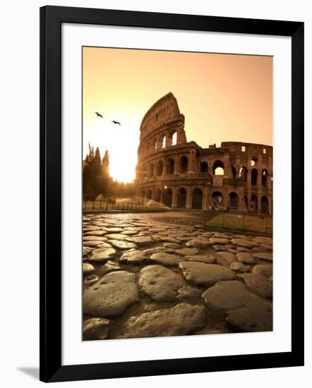 Colosseum and Via Sacra, Sunrise, Rome, Italy-Michele Falzone-Framed Photographic Print