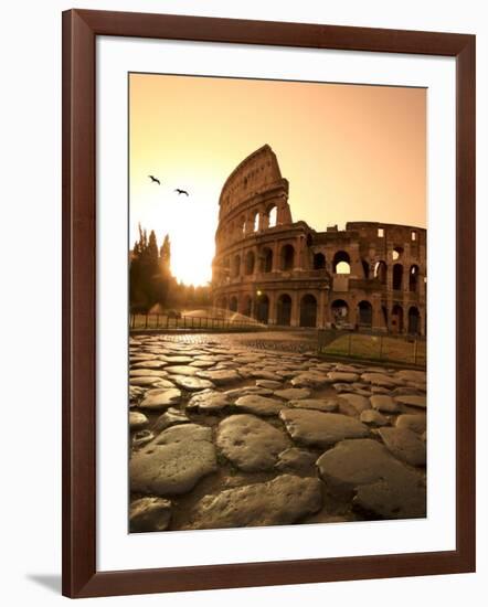 Colosseum and Via Sacra, Sunrise, Rome, Italy-Michele Falzone-Framed Photographic Print