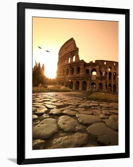 Colosseum and Via Sacra, Sunrise, Rome, Italy-Michele Falzone-Framed Photographic Print