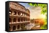 Colosseum at Sunset in Rome, Italy-sborisov-Framed Stretched Canvas