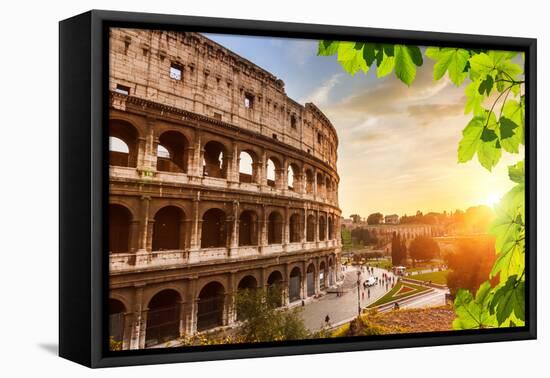 Colosseum at Sunset in Rome, Italy-sborisov-Framed Stretched Canvas