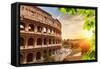 Colosseum at Sunset in Rome, Italy-sborisov-Framed Stretched Canvas