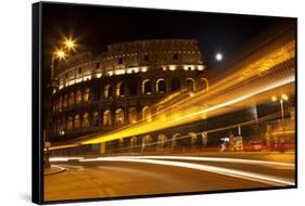 Colosseum Modern Street Abstract Night Moon Time Lapse, Rome, Italy Built by Vespacian-William Perry-Framed Stretched Canvas