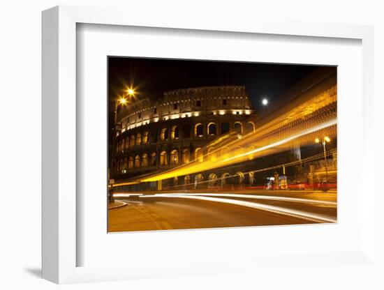 Colosseum Modern Street Abstract Night Moon Time Lapse, Rome, Italy Built by Vespacian-William Perry-Framed Photographic Print