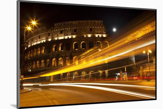 Colosseum Modern Street Abstract Night Moon Time Lapse, Rome, Italy Built by Vespacian-William Perry-Mounted Photographic Print