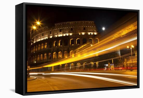 Colosseum Modern Street Abstract Night Moon Time Lapse, Rome, Italy Built by Vespacian-William Perry-Framed Stretched Canvas